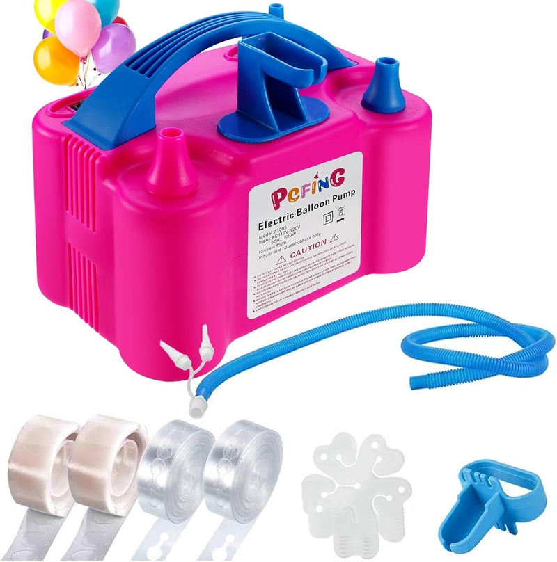 PCFING Balloon Pump Electric, Portable Balloons Inflator Blower Machine with Balloon Tie Tool & Dual Nozzle - Image 1